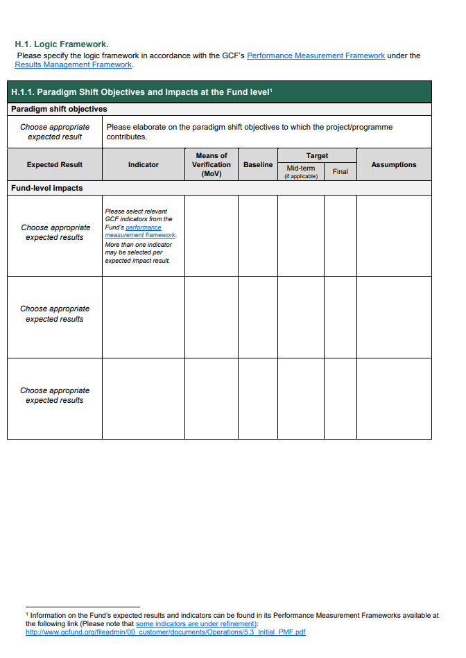 Example of Logical Framework Specific For The Project | Grenada Climate ...